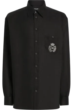 Dolce & Gabbana Overhemden, Heren, Zwart, L, Zwarte Button-Up Overhemd Klassieke Stijl