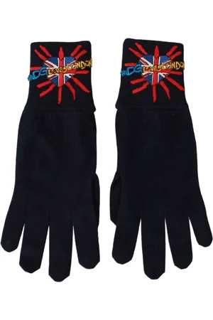 Dolce & Gabbana Accessoires, Heren, Blauw, ONE Size, Wol, Premium Wolhandschoenen