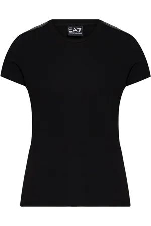 EA7 Tops, Dames, Zwart, XS, Katoen, T-shirt uit de collectie