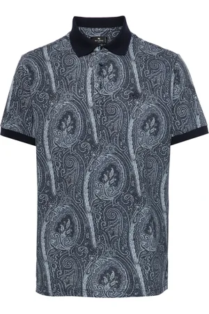 Etro Tops, Heren, Blauw, M, Katoen, Roma Polo Shirt