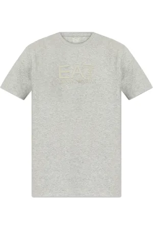 EA7 Tops, Heren, Grijs, S, Katoen, T-shirt met Logo