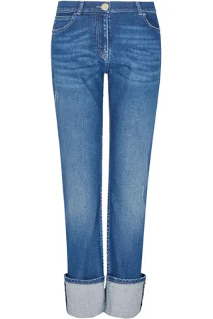 Giorgio Armani Jeans, Dames, Blauw, L, Stijlvolle Ubj 9 Broeken voor Mannen