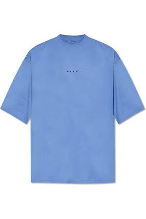 Marni Tops, Heren, Blauw, L, Katoen, T-shirt met logo