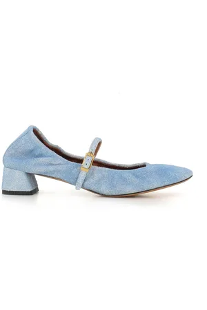 Lanvin Schoenen, Dames, Blauw, 39 EU, Denim, Denim Ballerina Schoenen met Vierkante Hak