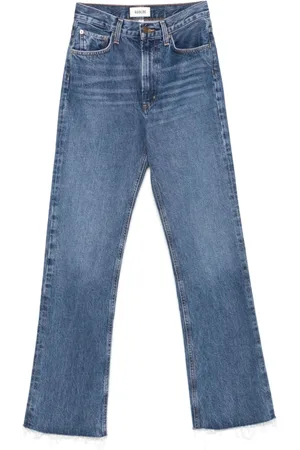 AGOLDE Jeans, Dames, Blauw, W26, Indigo Leena Jeans met Frayed Hem