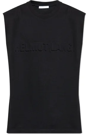 Helmut Lang Tops, Heren, Zwart, L, Katoen, T-shirt met logo