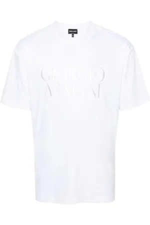 Giorgio Armani Tops, Heren, Wit, L, Katoen, Casual Katoenen T-Shirt