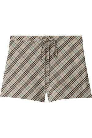 Burberry Korte broeken, Dames, Groen, S, Katoen, Groene Shorts met B Shield-borduursel