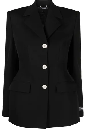 VERSACE Jassen, Dames, Zwart, M, Stijlvol Zwart Informeel Jack