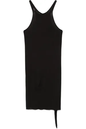 Rick Owens Kleedjes, Dames, Zwart, M, Katoen, Zwarte Midi Jurk met Racerback