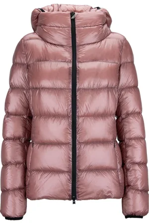 HERNO Jassen, Dames, Roze, S, Leer, Korte donsjas met afneembare capuchon