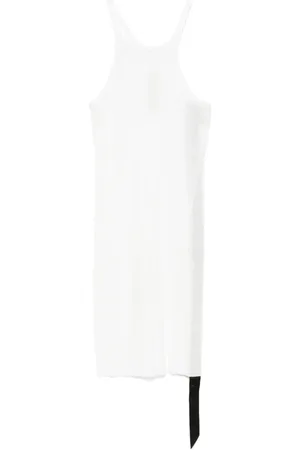 Rick Owens Kleedjes, Dames, Wit, M, Katoen, Witte katoenen jurk met racerback