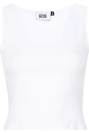 GCDS Tops, Dames, Wit, L, Bling Logo Tank Top