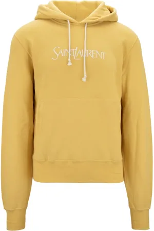 Saint Laurent Sweatshirts & Hoodies, Dames, Geel, S, Katoen, Hoodie met Geborduurd Logo