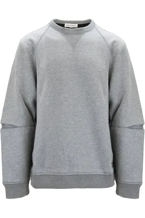 Alexander McQueen Sweatshirts & Hoodies, Heren, Grijs, XL, Katoen, Heren Pullover Sweater met Geborduurd Logo