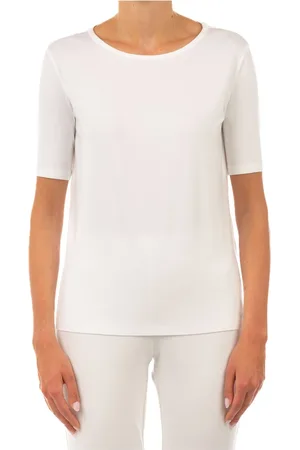 LE TRICOT PERUGIA Tops, Dames, Wit, S, Witte T-shirt met boothals