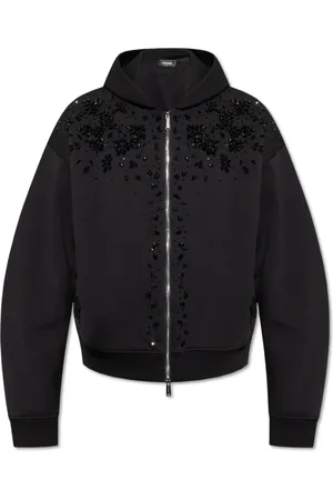 Dsquared2 Sweatshirts & Hoodies, Heren, Zwart, 2Xl, Katoen, Sweatshirt met Kristallen