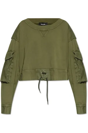 Dsquared2 Sweatshirts & Hoodies, Dames, Groen, S, Katoen, Sweatshirt met Strikken