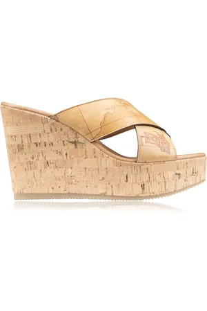 ALVIERO MARTINI 1A CLASSE Schoenen, Dames, , 40 EU, Leer, Geografische Slip-On Sleehak Pantoffels