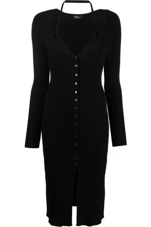 BLUMARINE Kleedjes, Dames, Zwart, S, Geribbelde Top met Style N0990