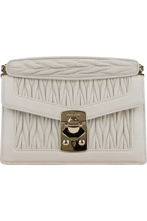 Miu Miu Tassen, Dames, Wit, ONE Size, Leer, Schoudertas met drukknoopsluiting