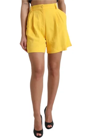 Dolce & Gabbana Korte broeken, Dames, Geel, M, Bermuda Shorts met hoge taille in zonnig geel