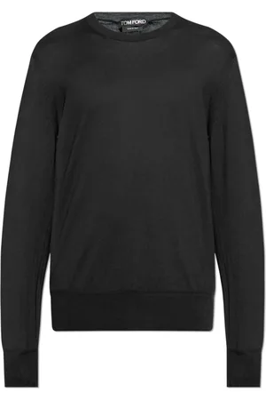 Tom Ford Truien, Heren, Zwart, M, Katoen, Katoenen Trui met Ronde Halslijn