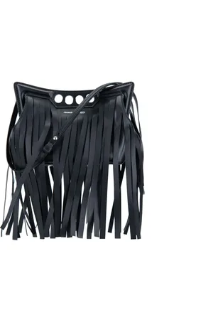 Alexander McQueen Tassen, Dames, Zwart, ONE Size, Leer, Leren Franje Schoudertas