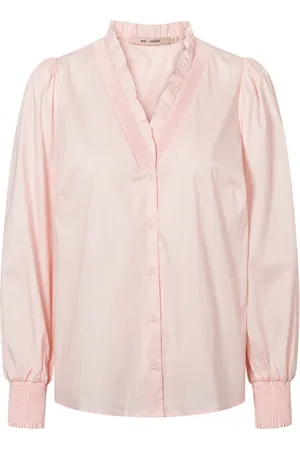 RUE de FEMME Blouses & Shirts, Dames, Roze, XS, Vrouwelijke Zalmroze Shirt met Smock Details