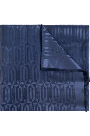 Lanvin Accessoires, Dames, Blauw, ONE Size, Wol, Sjaal met monogram