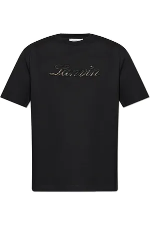 Lanvin Tops, Heren, Zwart, XL, Katoen, T-shirt met geborduurd logo