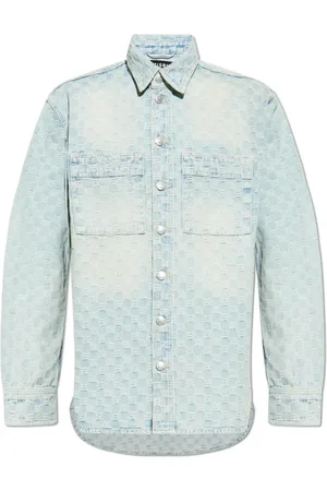 MISBHV Overhemden, Heren, Blauw, L, Denim, Denim shirt met monogram