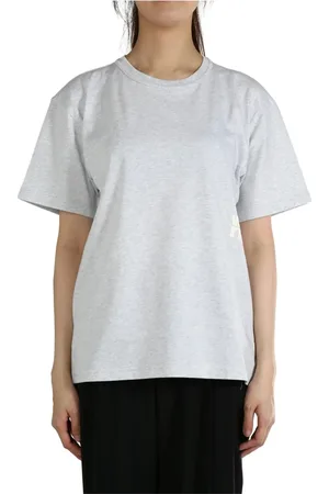 Alexander Wang Tops, Dames, Grijs, S, Essential Tee met Puff Logo en Bound Neck