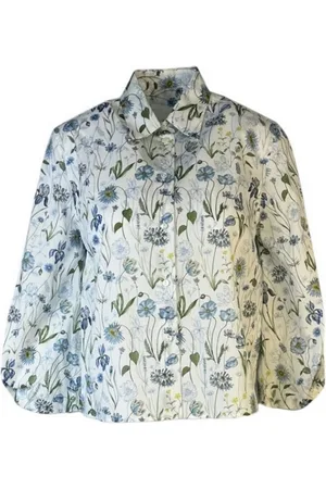 Xacus Blouses & Shirts, Dames, Veelkleurig, S, Katoen, Bloemen 3/4 Mouw Overhemd