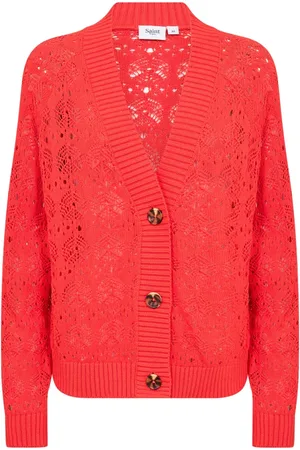 Saint Tropez Truien, Dames, Rood, XS, Katoen, Flame Scarlet Gebreide Vest