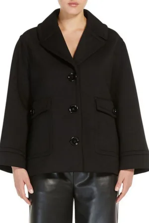 Max Mara Jassen, Dames, Zwart, S, Zwarte Jersey Blazer met Reverskraag
