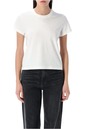 Alexander Wang Tops, Dames, Wit, L, Katoen, Witte Puff Logo Shrunken T-Shirt