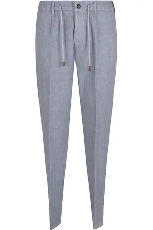 ELEVENTY Broeken, Heren, Blauw, W31, Linnen, Blauwe Linnen Broek