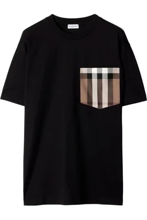 Burberry Tops, Dames, Zwart, S, Katoen, Zwart Katoenen Jersey Weefsel T-shirt
