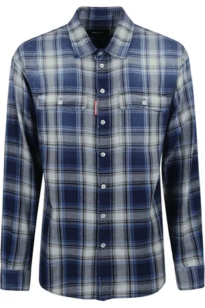 Dsquared2 Overhemden, Heren, Blauw, M, Katoen, Blauw Katoenen Overhemd met Vintage Touch