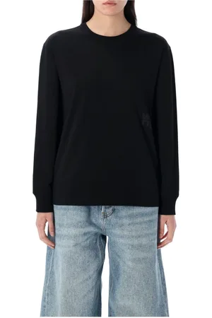 Alexander Wang Tops, Dames, Zwart, S, Katoen, Zwart Puff Logo T-shirt Dameskleding