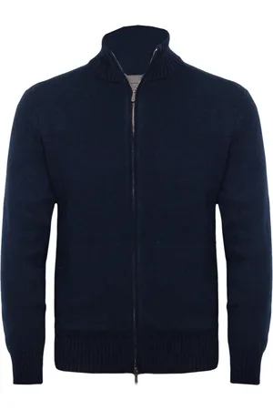DRUMOHR Truien, Heren, Blauw, 4Xl, Kasjmier, Blauwe Volledige Rits Jas