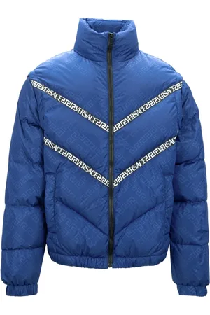 VERSACE Jassen, Heren, Blauw, L, Katoen, Heren rits gewatteerde jas