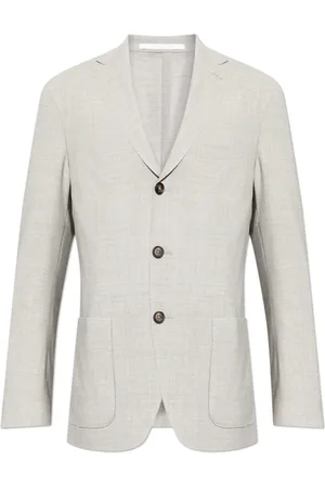 ELEVENTY Jassen, Heren, Grijs, 3Xl, Wol, Wollen Blazer met Open Revers