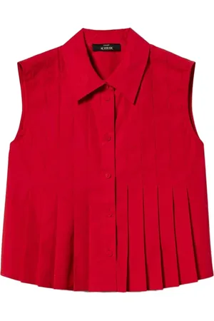 Twin-Set Blouses & Shirts, Dames, Rood, M, Rode Mouwloze Klassieke Kraag Shirt