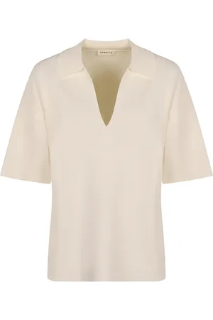P.A.R.O.S.H. Blouses & Shirts, Dames, Wit, M, V-hals Gebreide Blouse