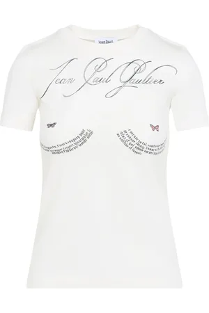 Jean Paul Gaultier Tops, Dames, Wit, M, Katoen, Witte T-shirt voor vrouwen