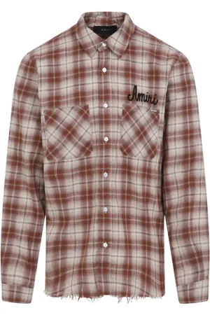 AMIRI Overhemden, Heren, Bruin, M, Shotgun Flanellen Overhemd
