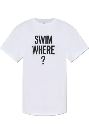Moschino Tops, Dames, Wit, M, Katoen, T-shirt uit de Swim-collectie