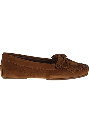 PARIS TEXAS Schoenen, Dames, Bruin, 41 EU, Suède, Bruine suède loafers met franjes
